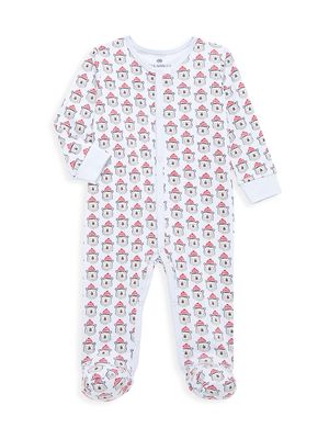Baby Girl's Casey Bear Print Pajama Footie - Frost - Size Newborn