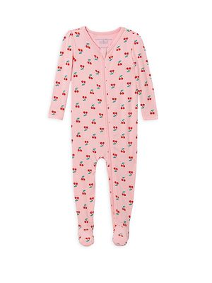 Baby Girl's Cherry-Print Footie - Tutu Pink - Size 3 Months