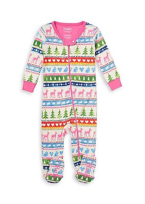 Baby Girl's Cream Painted Holiday Footie