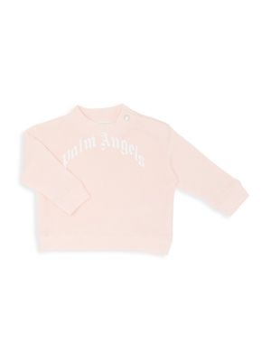 Baby Girl's Curved Logo Crewneck Sweater - Salmon Pink White - Size 18 Months - Salmon Pink White - Size 18 Months