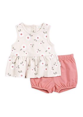 Baby Girl's Daisy-Print Shorts Set