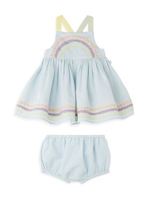 Baby Girl's Embroidered Dress - Light Blue - Size 24 Months