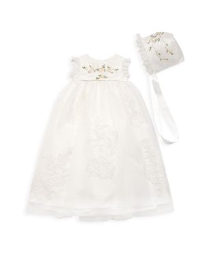Baby Girl's Embroidered Floral Lace Dress - Ivory Multi - Size 3 Months - Ivory Multi - Size 3 Months