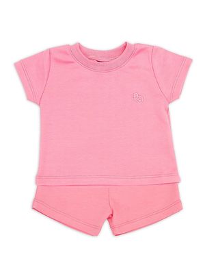 Baby Girl's Embroidered Shirt & Shorts Set - Pink - Size 3 Months - Pink - Size 3 Months