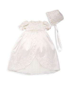 Baby Girl's Embroidered Silk Organza Christening Dress - Ivory - Size 3 Months - Ivory - Size 3 Months
