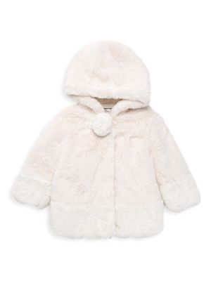 Baby Girl's Faux Fur Hooded Jacket - Pink Cotton Candy - Size 6 Months - Pink Cotton Candy - Size 6 Months