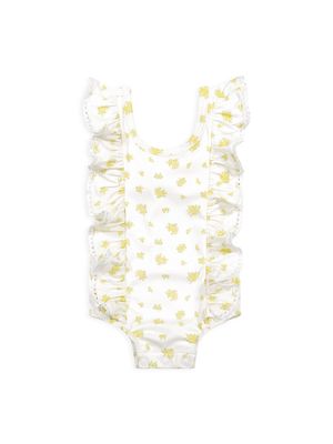 Baby Girl's Floral Swimsuit - Yellow - Size 12 Months - Yellow - Size 12 Months