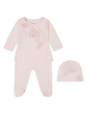 Baby Girl's Footed Coverall & Hat Set - Pink - Size 6 Months - Pink - Size 6 Months