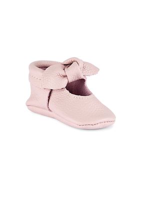 Baby Girl's Knotted Bow Mini Rubber Sole Moccasins