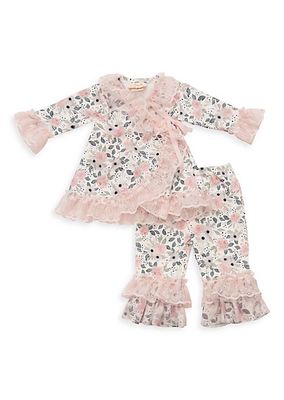 Baby Girl's Lace-Trim Floral Set