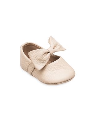 Baby Girl's Leather Bow Ballerina Shoes - Cream - Size Newborn - Cream - Size Newborn