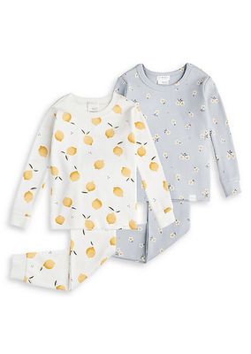 Baby Girl's Lemon & Daisy Ribbed Pajama Set