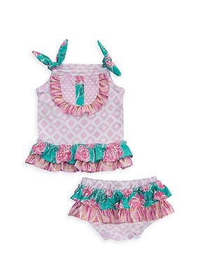 Baby Girl's Lily's Lawn Diaper Set