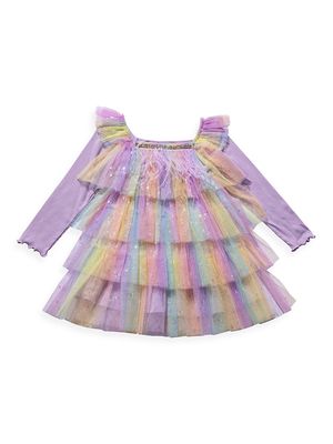 Baby Girl's, Little Girl's & Girl's Daisy Ombré Layered Dress - Purple - Size 12 Months