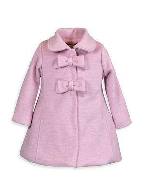 Baby Girl's, Little Girl's & Girl's Double Bow Car Coat - Heather Pink - Size 12 Months - Heather Pink - Size 12 Months