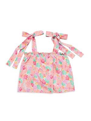 Baby Girl's, Little Girl's & Girl's Floral Tie-Shoulder Top - Pink Floral - Size 10 - Pink Floral - Size 10