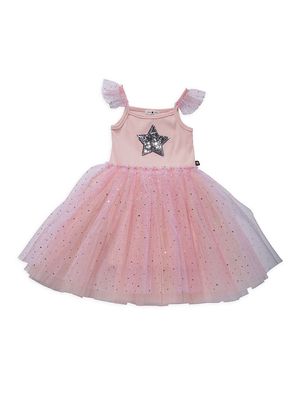 Baby Girl's ,Little Girl's & Girl's Glitter-Embellished Star Dress - Peach - Size 6 Months - Peach - Size 6 Months