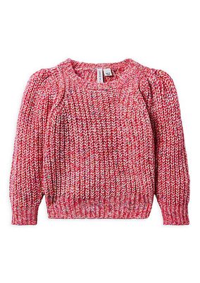 Baby Girl's, Little Girl's & Girl's Marled Puff-Sleeve Sweater