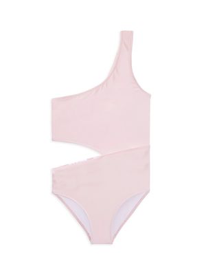 Baby Girl's,Little Girl's & Girl's One-Shoulder Cutout Swimsuit - Pink - Size 8 - Pink - Size 8