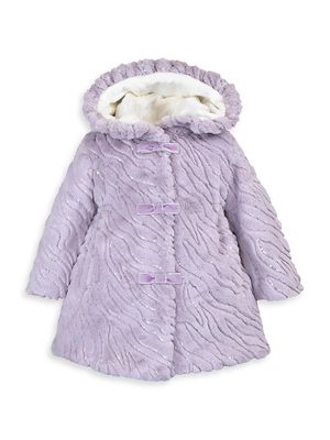 Baby Girl's, Little Girl's & Girls Ruffle Hood Coat - Purple Rain - Size 12 Months - Purple Rain - Size 12 Months