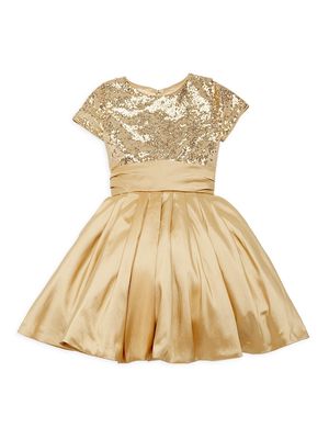 Baby Girl's , Little Girl's & Girl's Sequined Satin Dress - Gold - Size 12 - Gold - Size 12