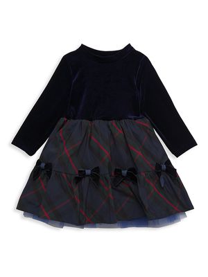 Baby Girl's, Little Girl's & Girl's Velvet Long-Sleeve Plaid Dress - Blue Plaid - Size 2
