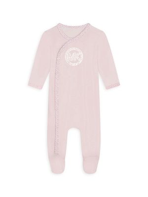 Baby Girl's Logo Pajamas Footie & Bib Set - Pale Pink - Size 6 Months - Pale Pink - Size 6 Months