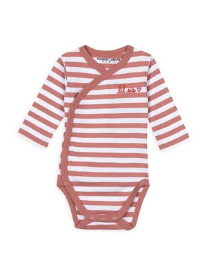 Baby Girl's Marigny Striped Cotton Bodysuit - Old Pink Stripes - Size Newborn - Old Pink Stripes - Size Newborn