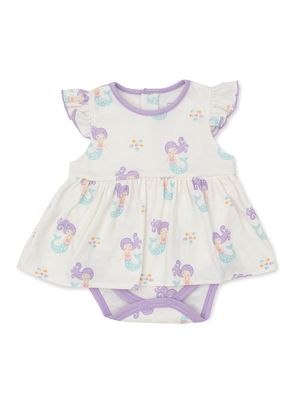 Baby Girl's Mermaid Print Bodysuit Dress - Size Newborn - Size Newborn