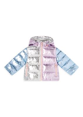 Baby Girl's Metalic Colorblock Puffer Jacket