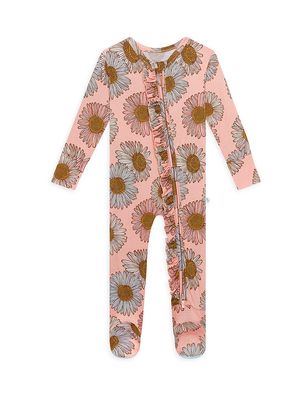 Baby Girl's Millie Ruffled Zip-Up Footie - Pink Floral - Size 18 Months