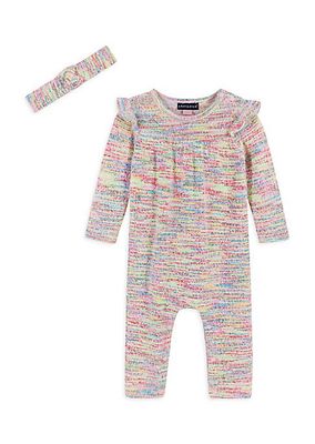 Baby Girl's Multicolor Knit Coverall & Headband Set