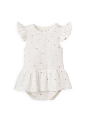 Baby Girl's Pointelle Ditsy Ruffle Bubble Bodysuit