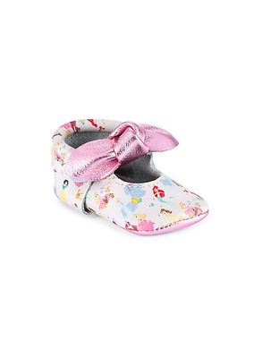 Baby Girl's Princesses Knotted Bow Rubber Sole Moccasins