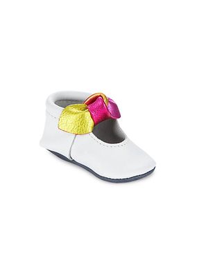 Baby Girl's Prism Knotted Bow Rubber Sole Moccasins