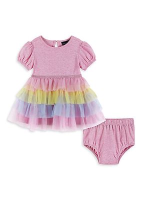 Baby Girl's Puff-Sleeve Dress & Bloomers Set