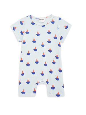 Baby Girl's Sail Boat Print Playsuit - Blue - Size 12 Months - Blue - Size 12 Months