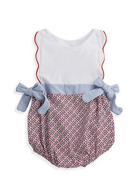 Baby Girl's Scalloped Bow-Accented Bubble Romper