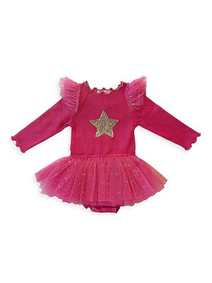 Baby Girl's Sequin Star Frill Baby Tutu Dress - Magenta - Size 3 Months
