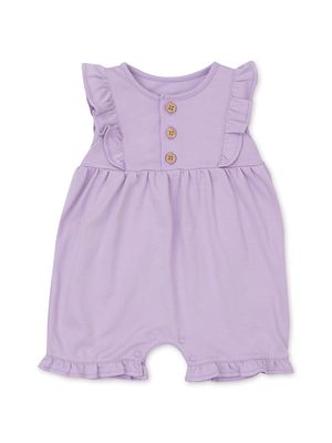 Baby Girl's Short Ruffled Romper - Lilac - Size Newborn - Lilac - Size Newborn