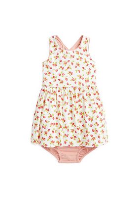 Baby Girl's Strawberry Print Dress & Bloomers