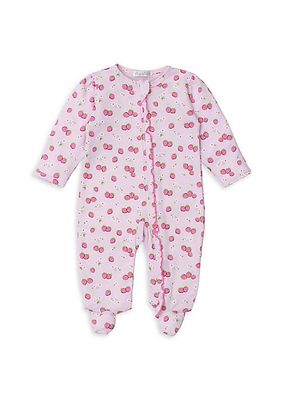 Baby Girl's Strawberry Print Ruffle-Trim Footie