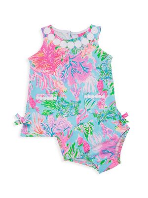Baby Girl's Tropical Shift Dress & Bloomers Set - Celestial Blue - Size 3 Months - Celestial Blue - Size 3 Months