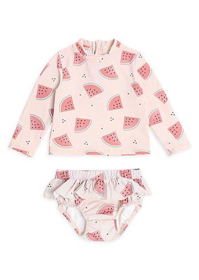 Baby Girl's Watermelons Long Sleeve 2-Piece Swimsuit