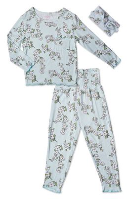 Baby Grey by Everly Grey Charlie Fitted Two-Piece Pajamas & Head Wrap Set in Babys Breath