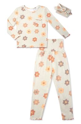 Baby Grey by Everly Grey Charlie Fitted Two-Piece Pajamas & Head Wrap Set in Daisies 