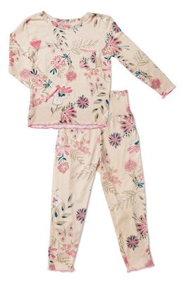 Baby Grey by Everly Grey Charlie Fitted Two-Piece Pajamas & Head Wrap Set in Wild Flower