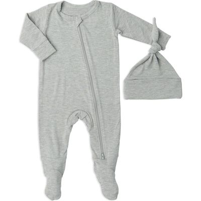 Baby Grey by Everly Grey Jersey Footie & Hat Set in Heather Grey Solid 