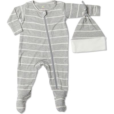 Baby Grey by Everly Grey Jersey Footie & Hat Set in Heather Grey 