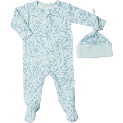 Baby Grey by Everly Grey Jersey Footie & Hat Set in Waves 